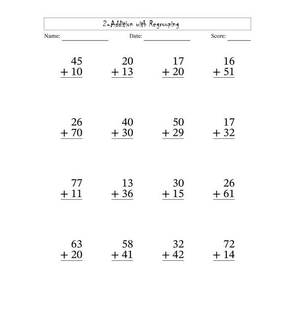 Addition with Regrouping Worksheet Download Picture