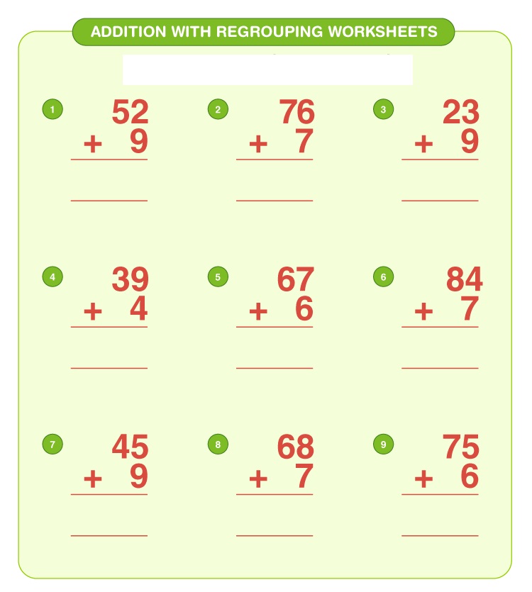 Addition with Regrouping Worksheet Download