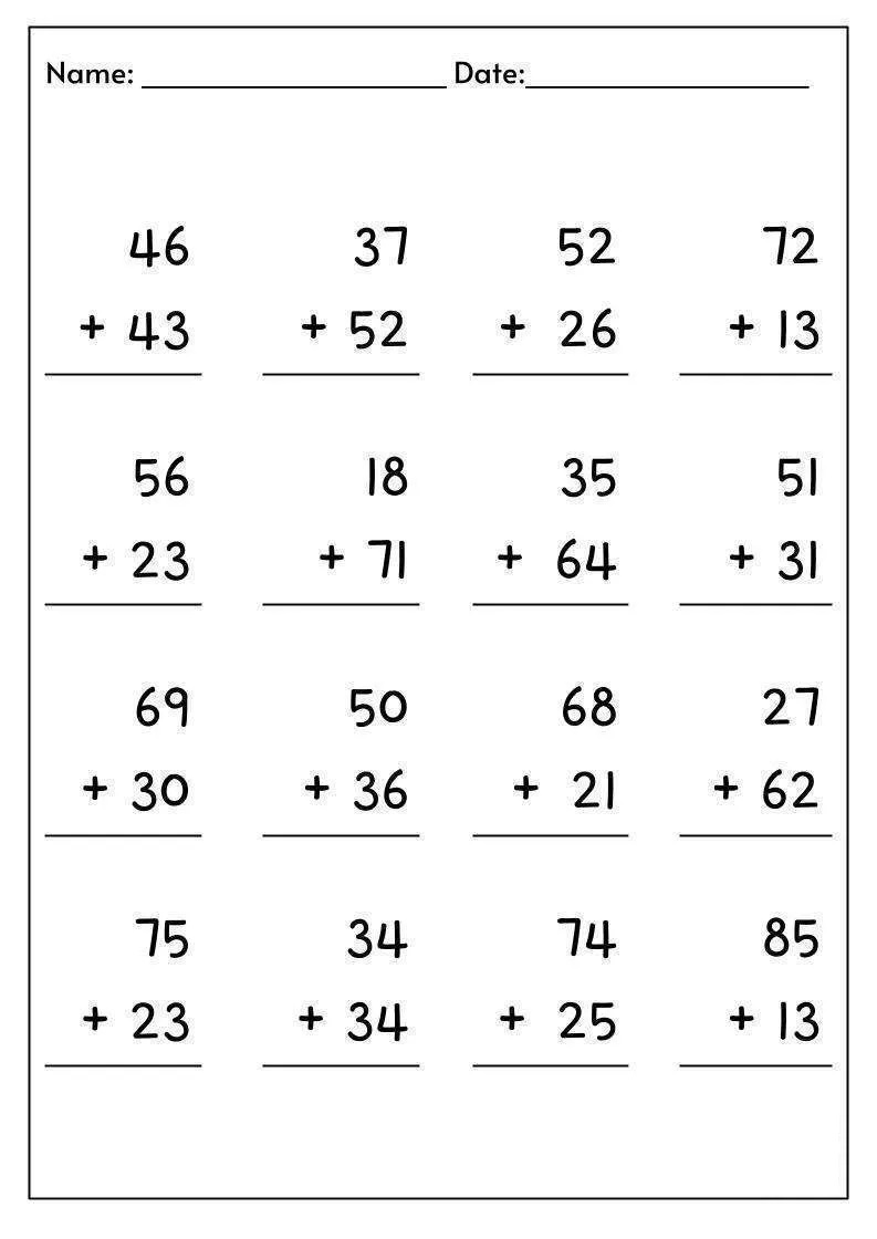 Addition with Regrouping Worksheet For Beginner