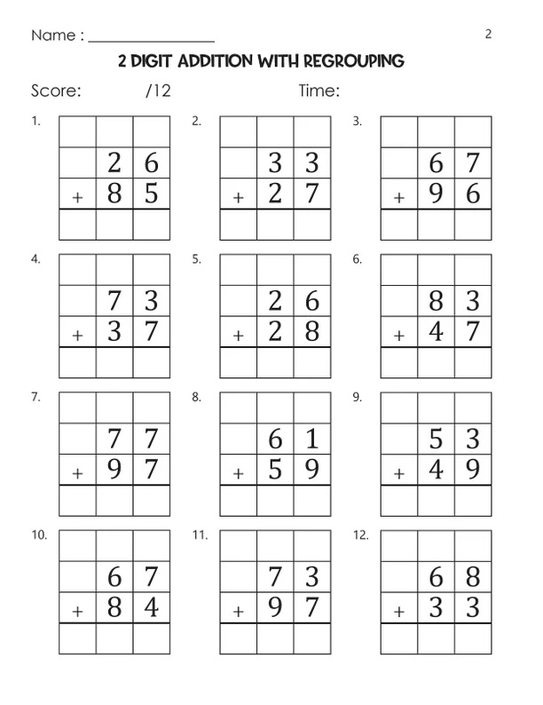 Addition with Regrouping Worksheet For Free