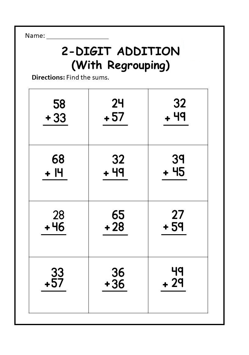 Addition with Regrouping Worksheet For Kid