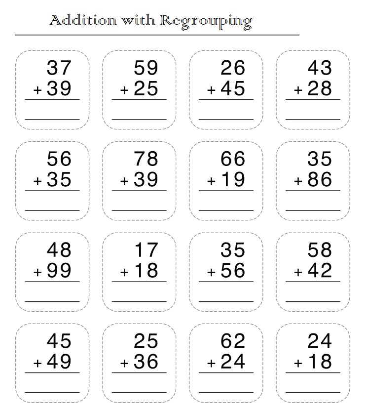 Addition with Regrouping Worksheet Picture