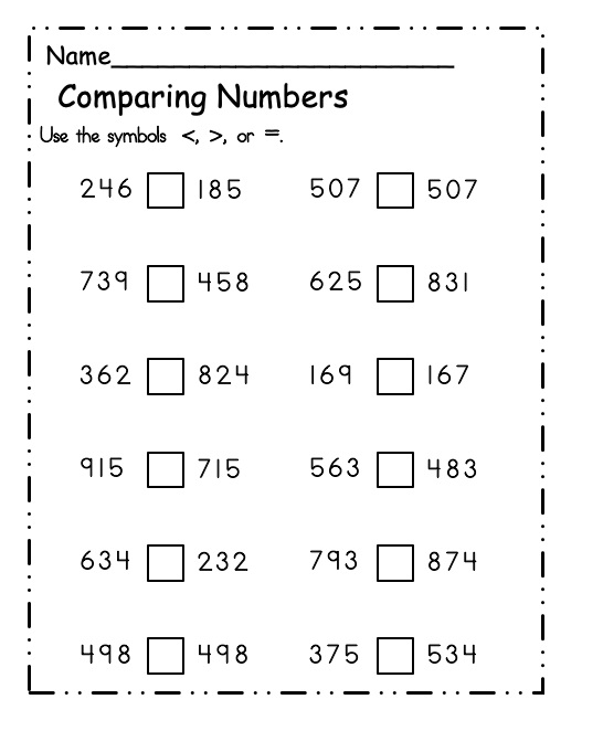 Comparing Worksheet For Free