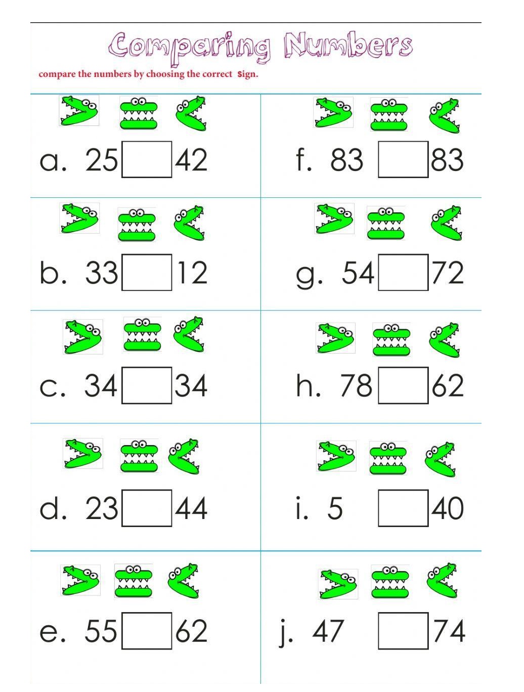 Comparing Worksheet For Kid