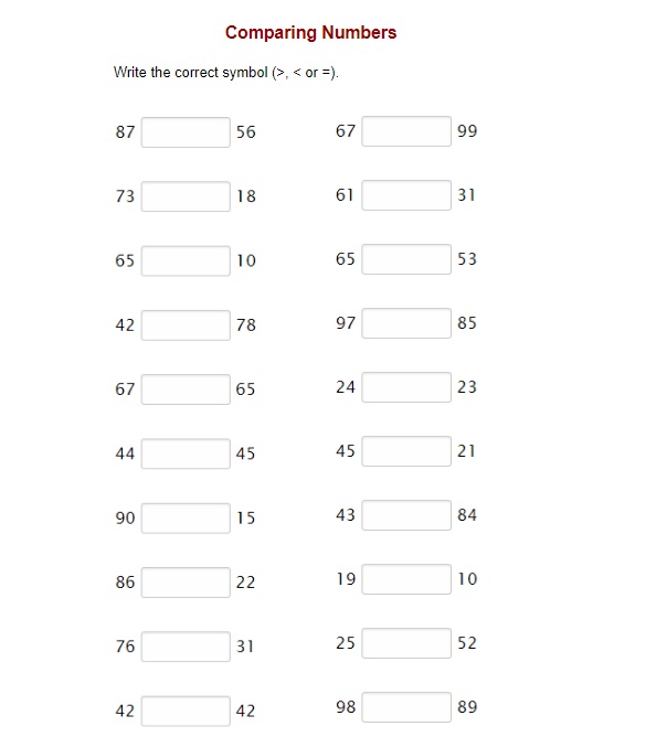 Comparing Worksheet Free Image