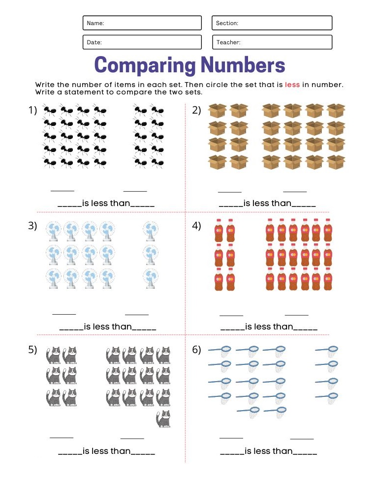 Comparing Worksheet Image