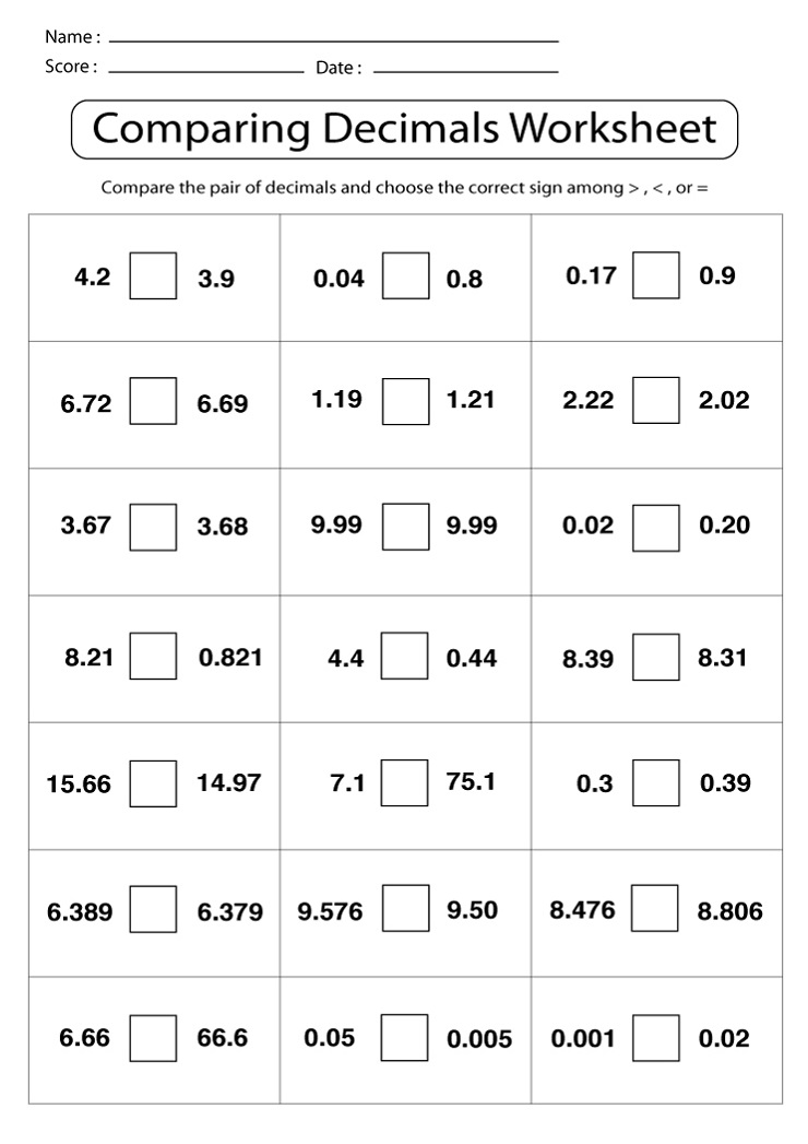 Comparing and Contrast Worksheet