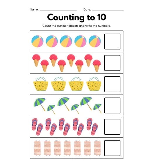 Counting Worksheet For Kid