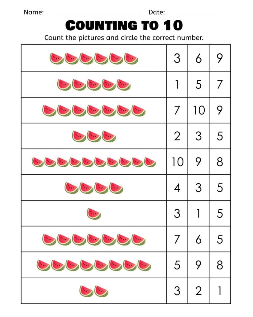 Counting Worksheet For Kids