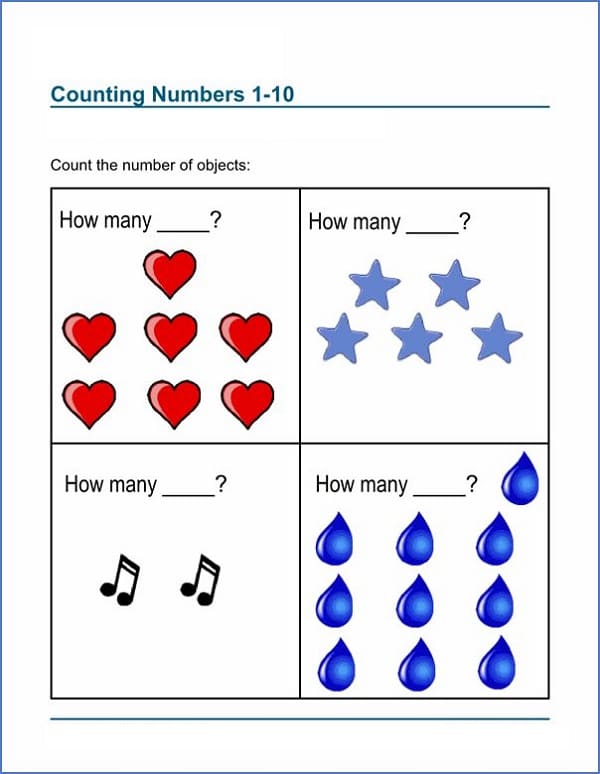 Counting Worksheet Free