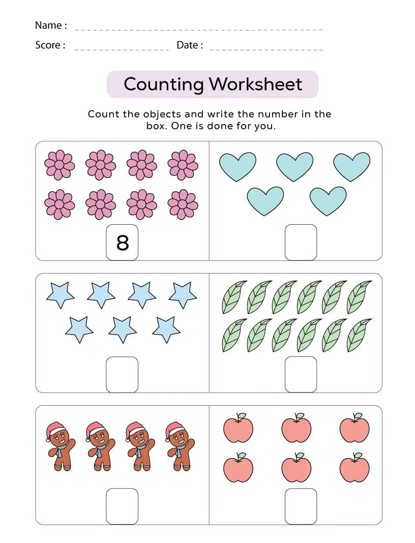 Counting Worksheet Images