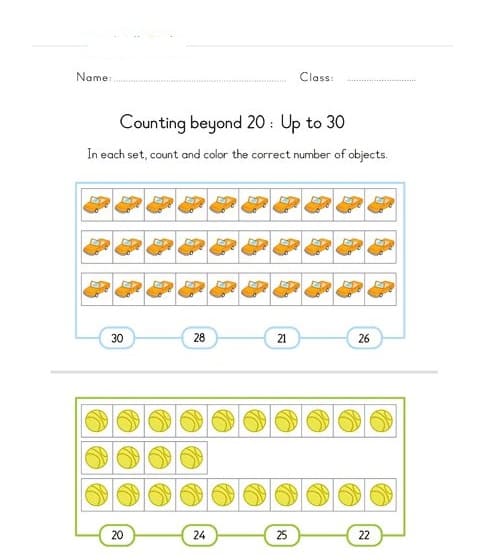 Counting Worksheet Pictures