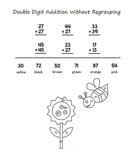 Double Digit Addition Without Regrouping For Kid