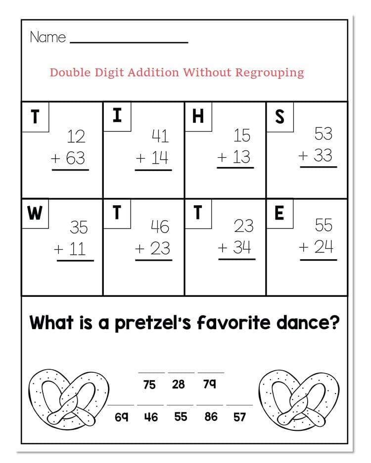 Double Digit Addition Without Regrouping Free Pictures