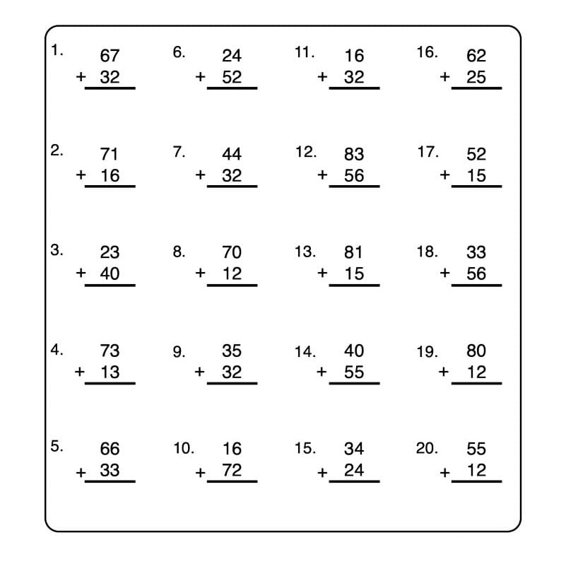 Double Digit Addition Without Regrouping Photo