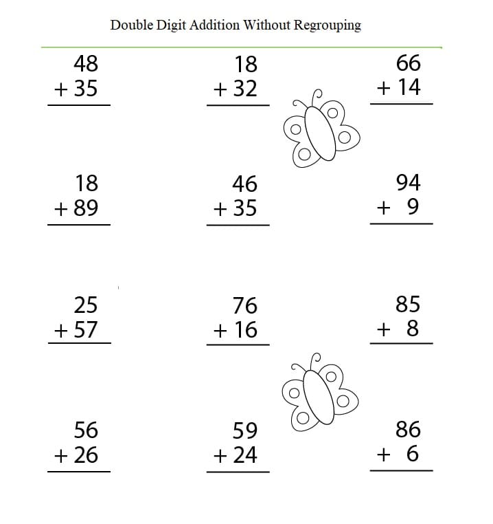 Double Digit Addition Without Regrouping Photos