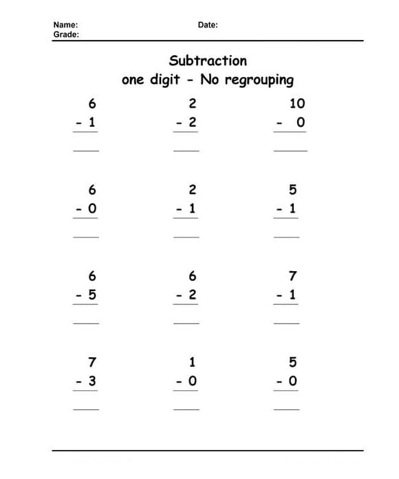 Double Digit Subtraction For Free