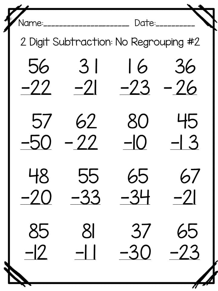 Double Digit Subtraction Image