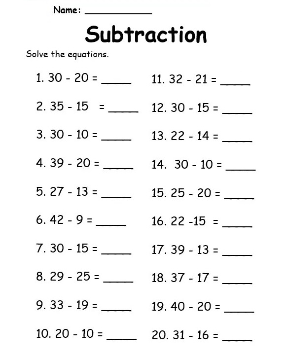 Double Digit Subtraction Images