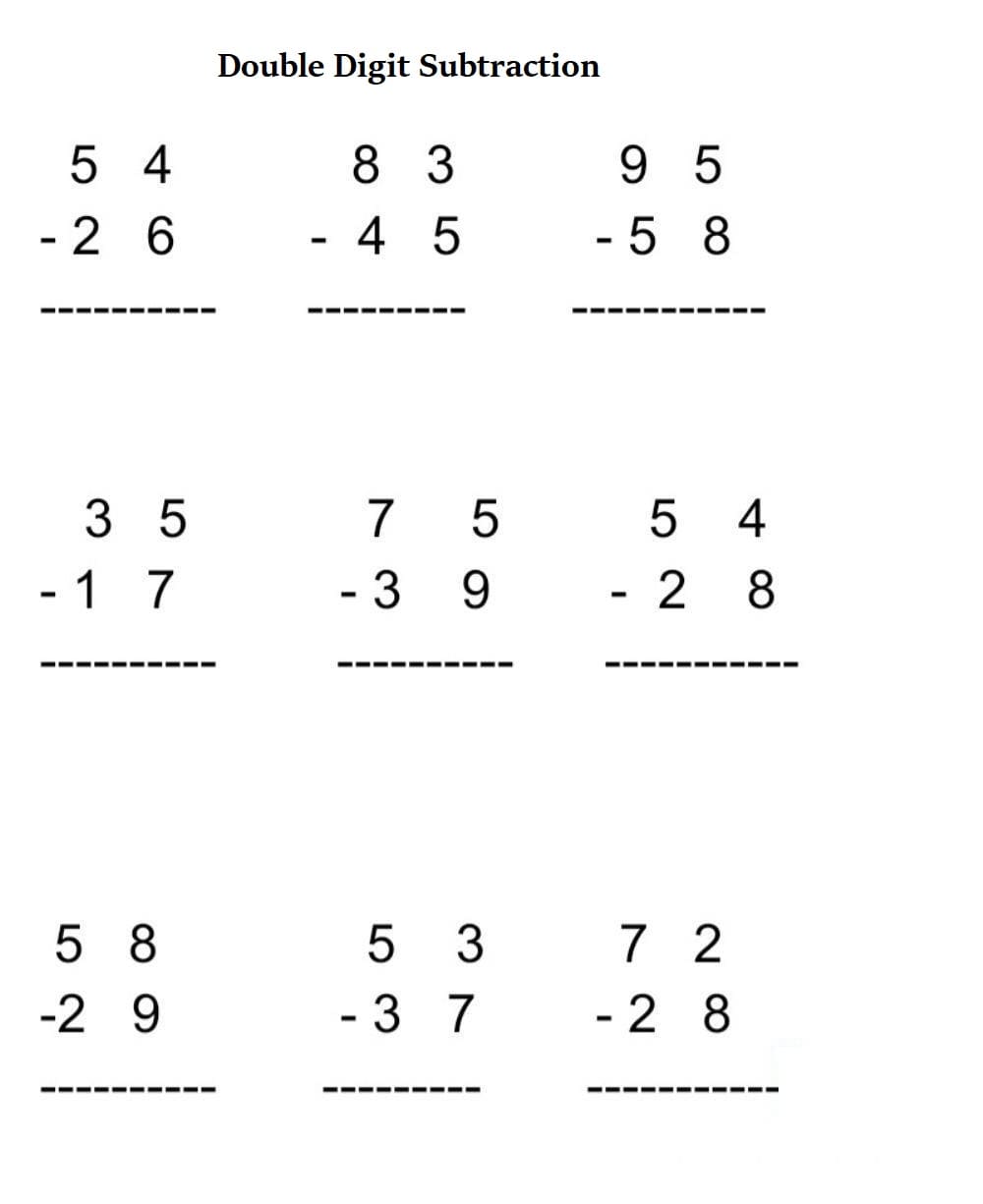 Double Digit Subtraction Photo