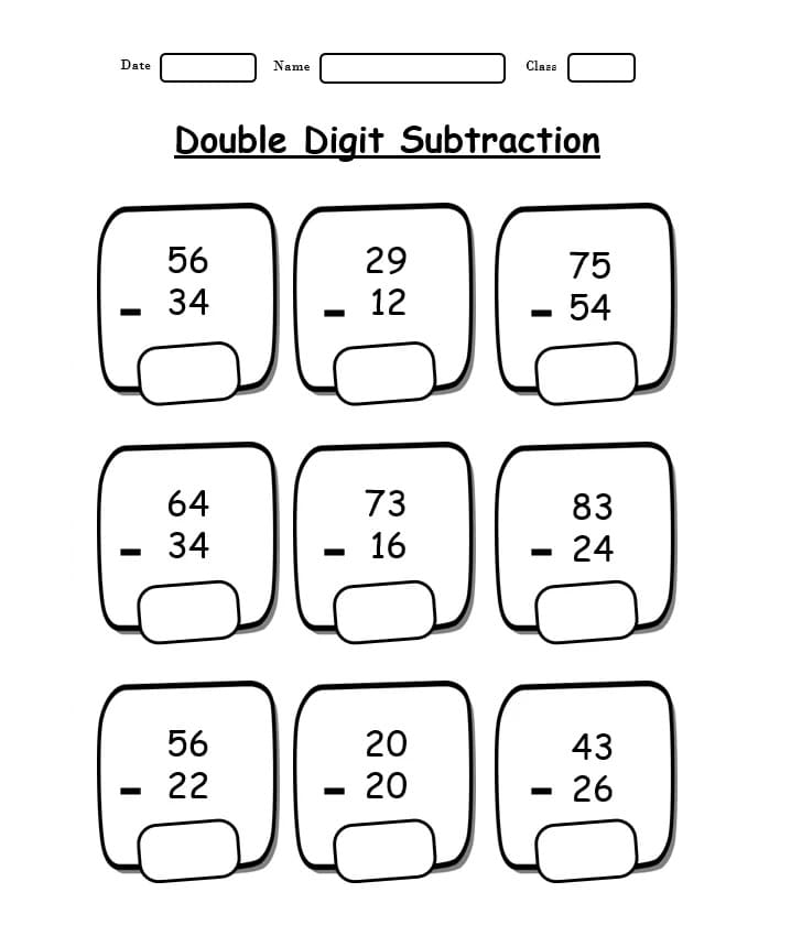 Double Digit Subtraction Photos