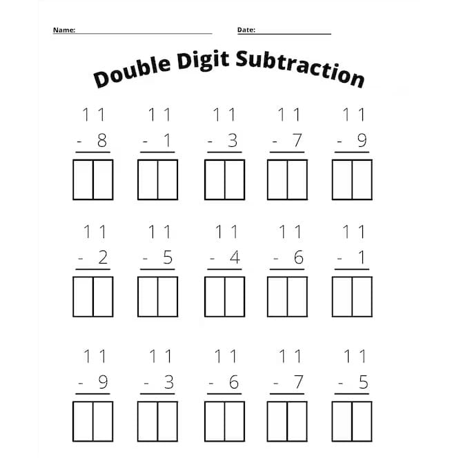 Double Digit Subtraction Picture