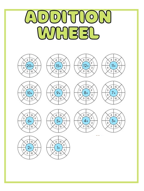 Download Addition Wheel Worksheet Free