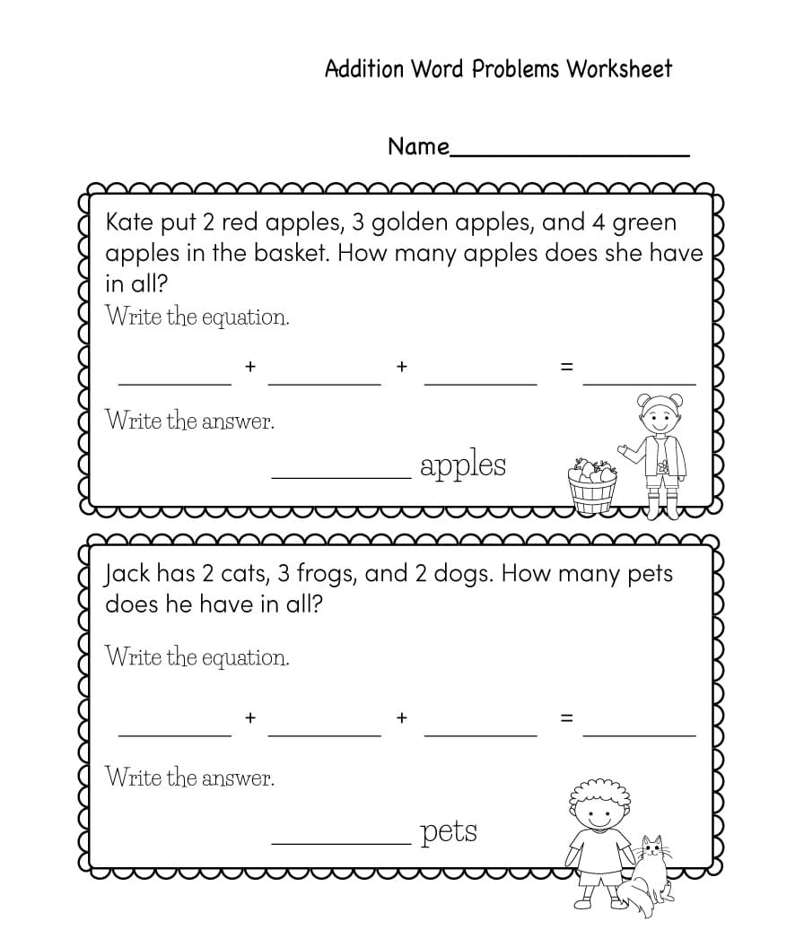 Download Addition Word Problems Worksheet Free