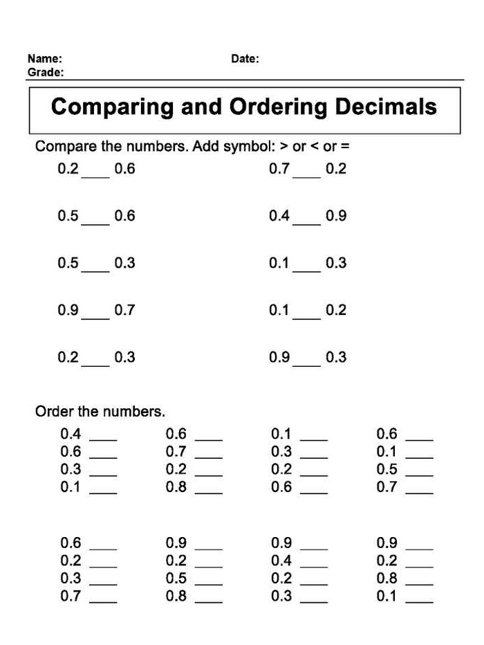 Download Comparing Worksheet Free