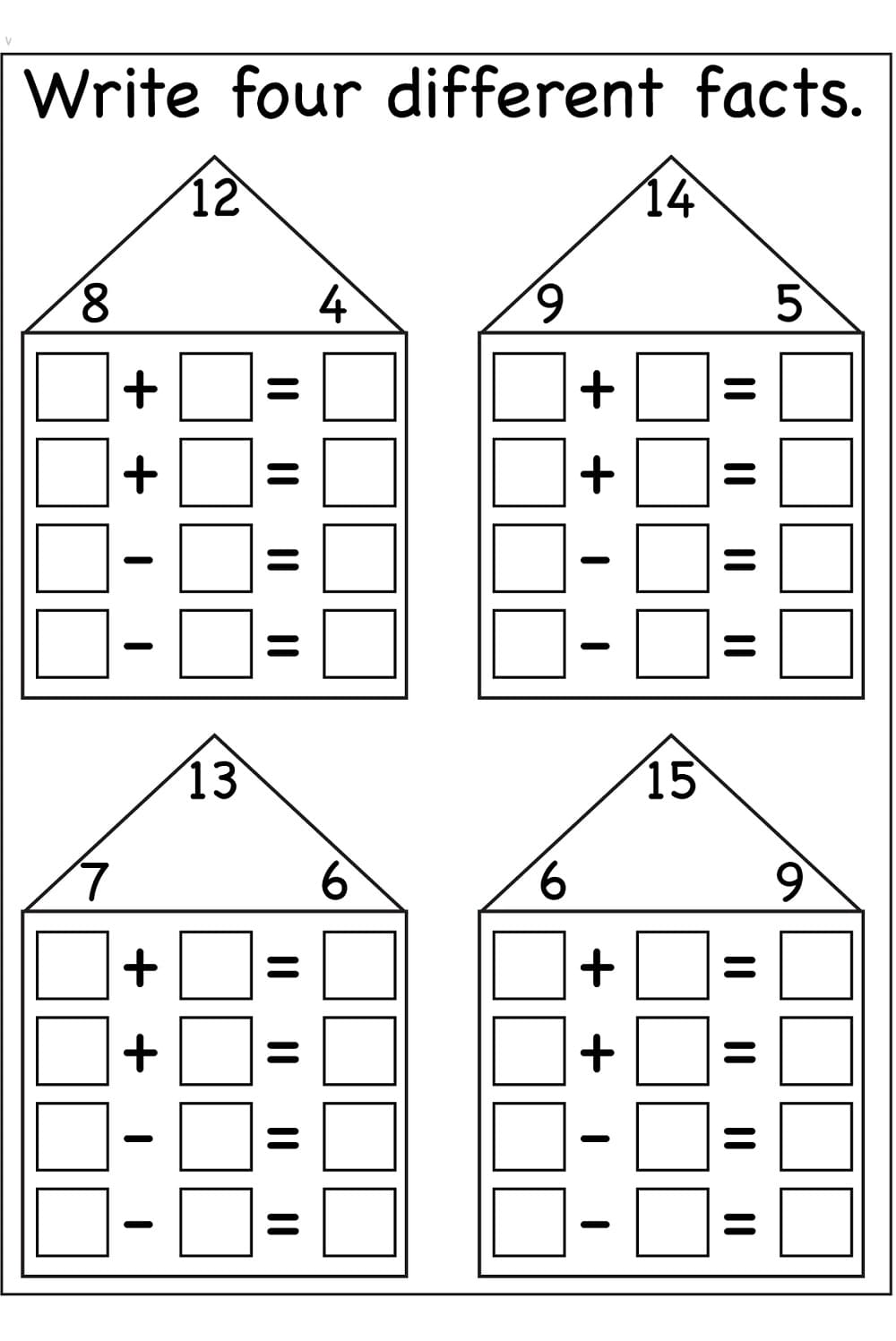 Download Fact Family Worksheets Free