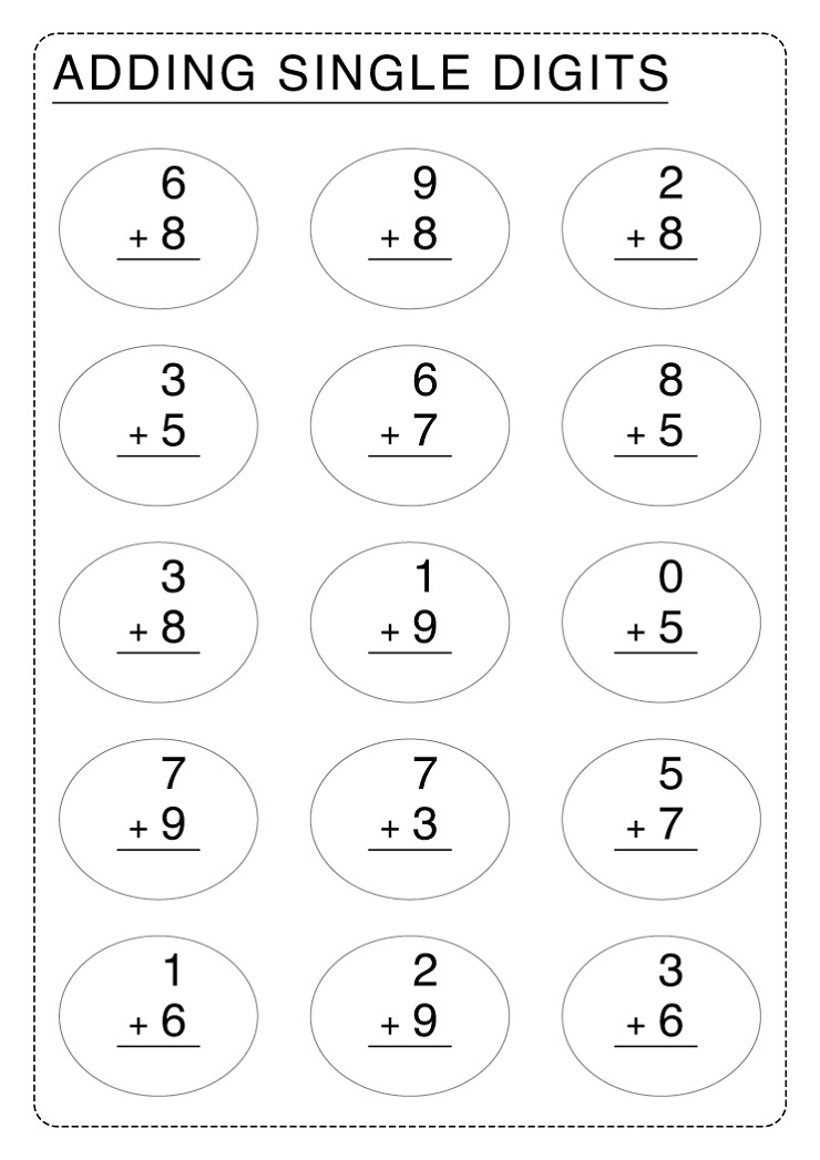 Download Single Digit Addition Worksheet Images