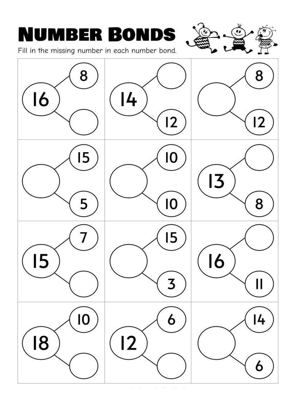 Easy Number Bond Worksheet