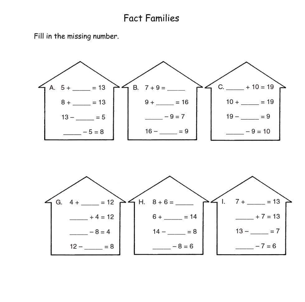 Fact Family Worksheets For Free