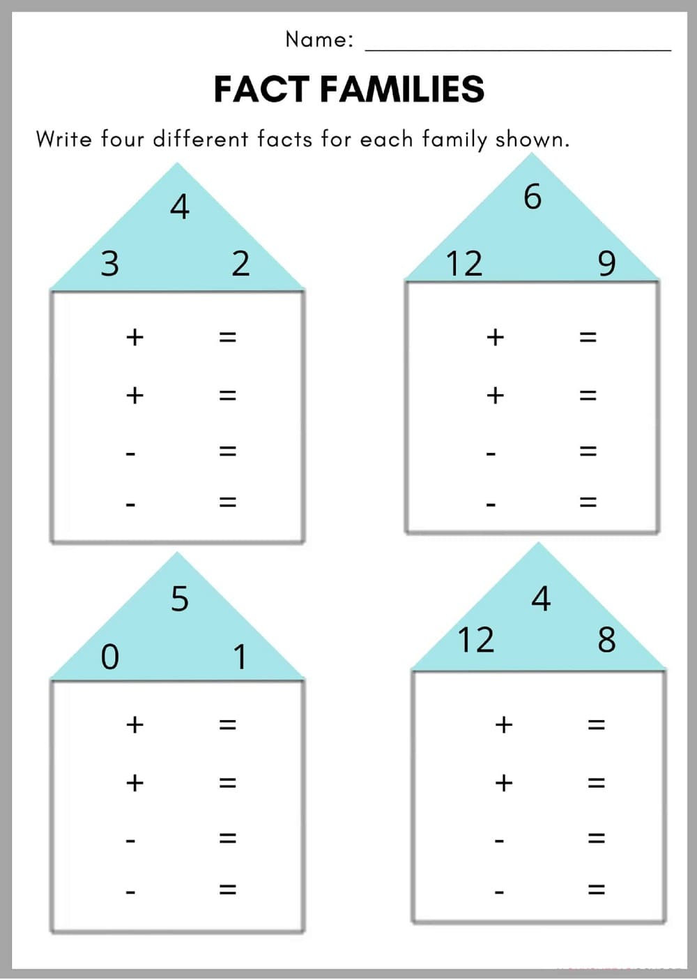 Fact Family Worksheets Free Images