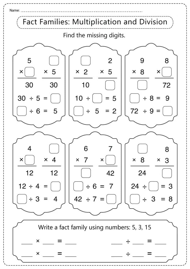 Fact Family Worksheets Free Picture