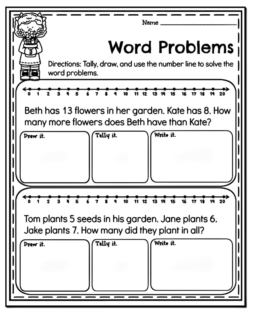 Free Addition Word Problems Worksheet