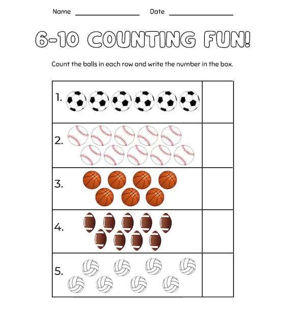 Free Counting Worksheet