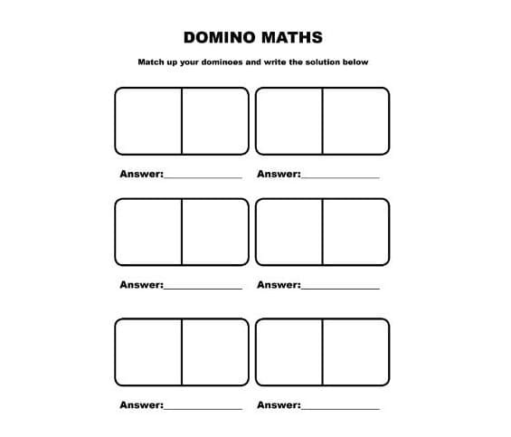 Free Download Subtraction Dominos Worksheet