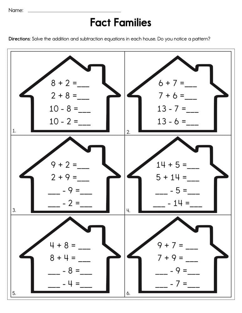 Free Fact Family Worksheets