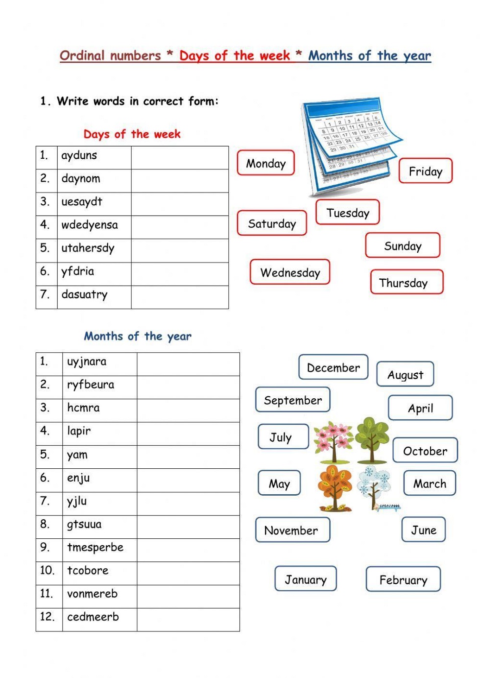 Fun Ordinal Numbers Worksheet