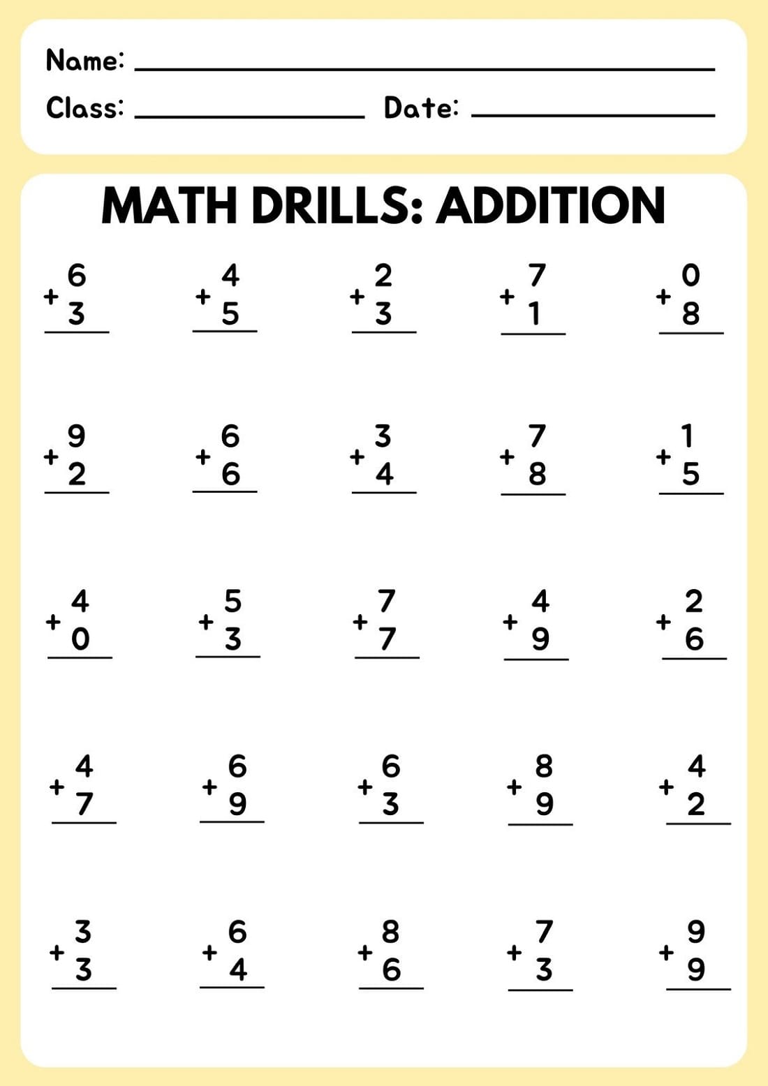 Addition Drills