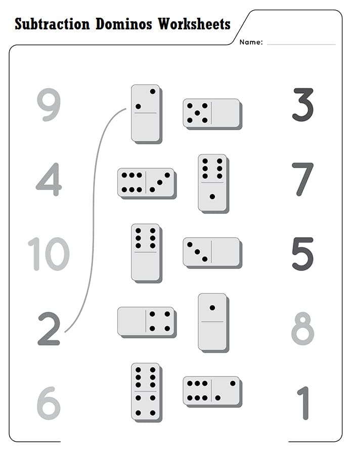 Image of Subtraction Dominos Worksheet