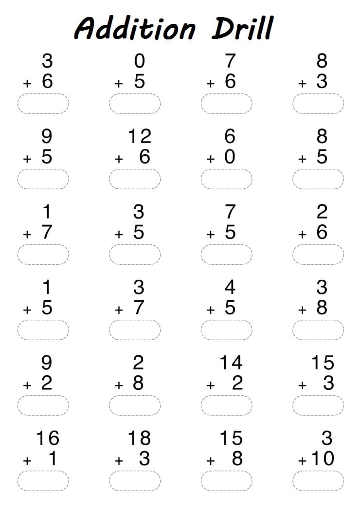 Math Facts Addition Drill