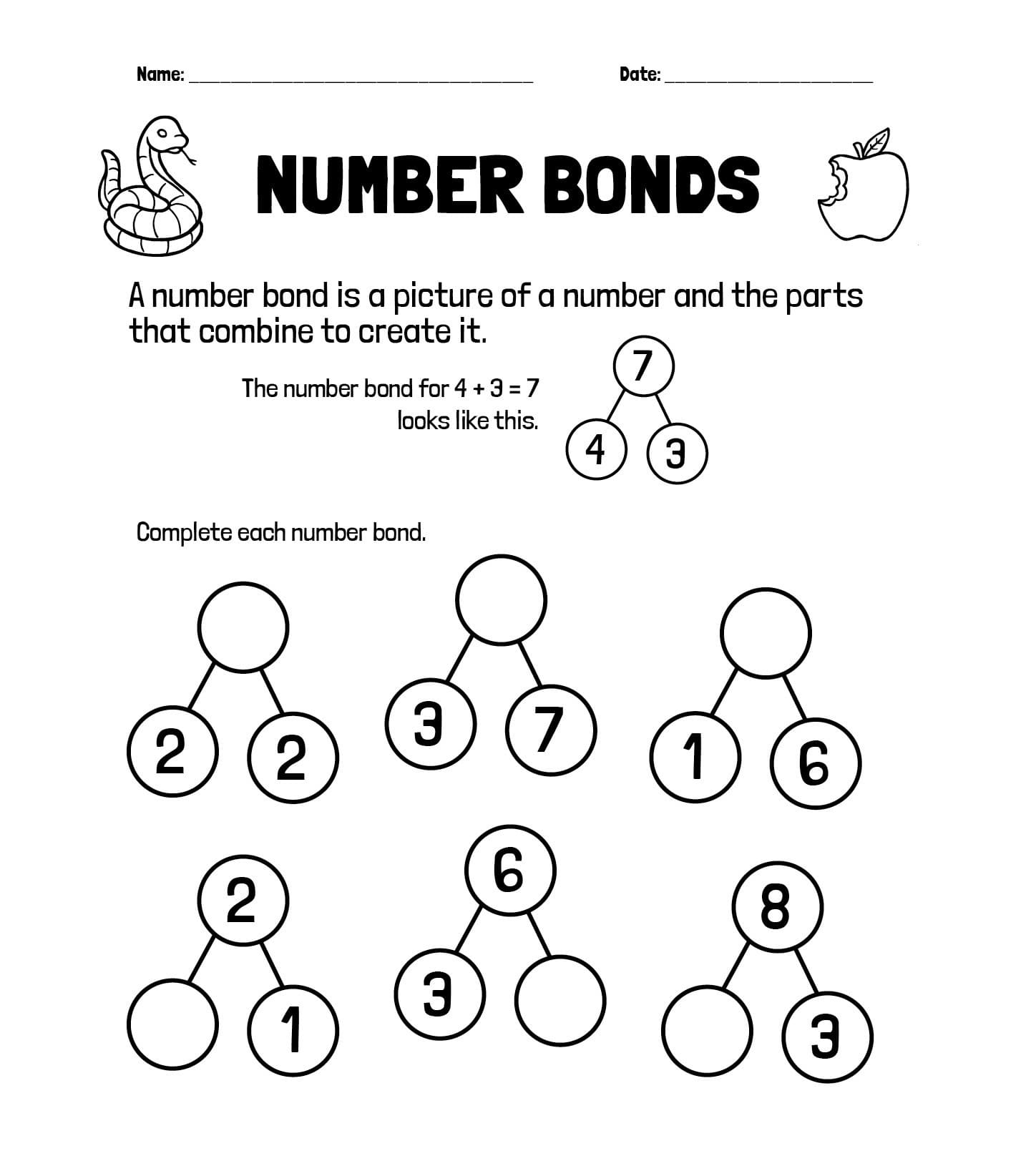 Number Bond Worksheet For Free