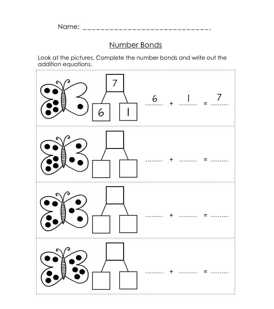 Number Bond Worksheet For Fun