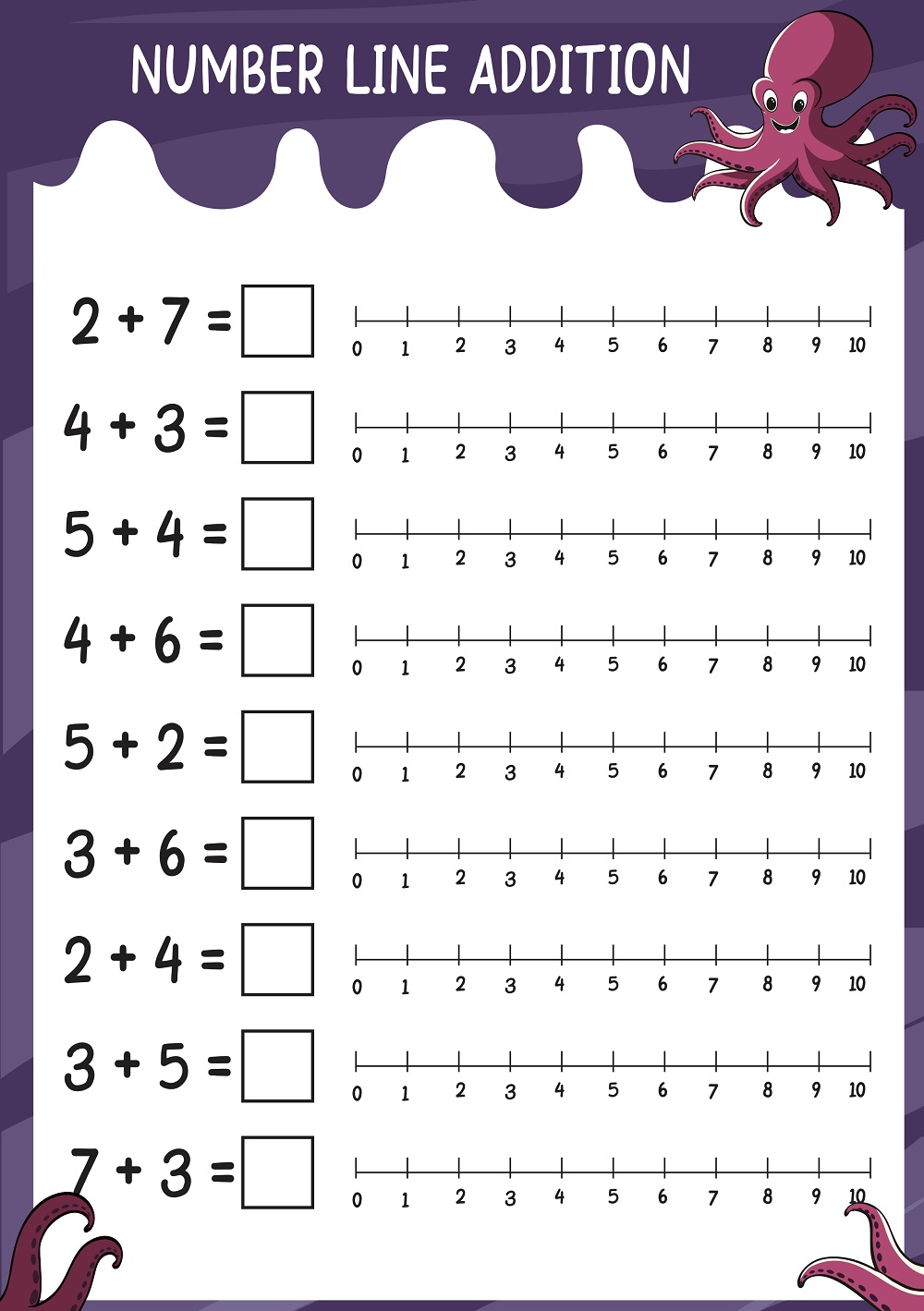 Number Line Addition For Kid