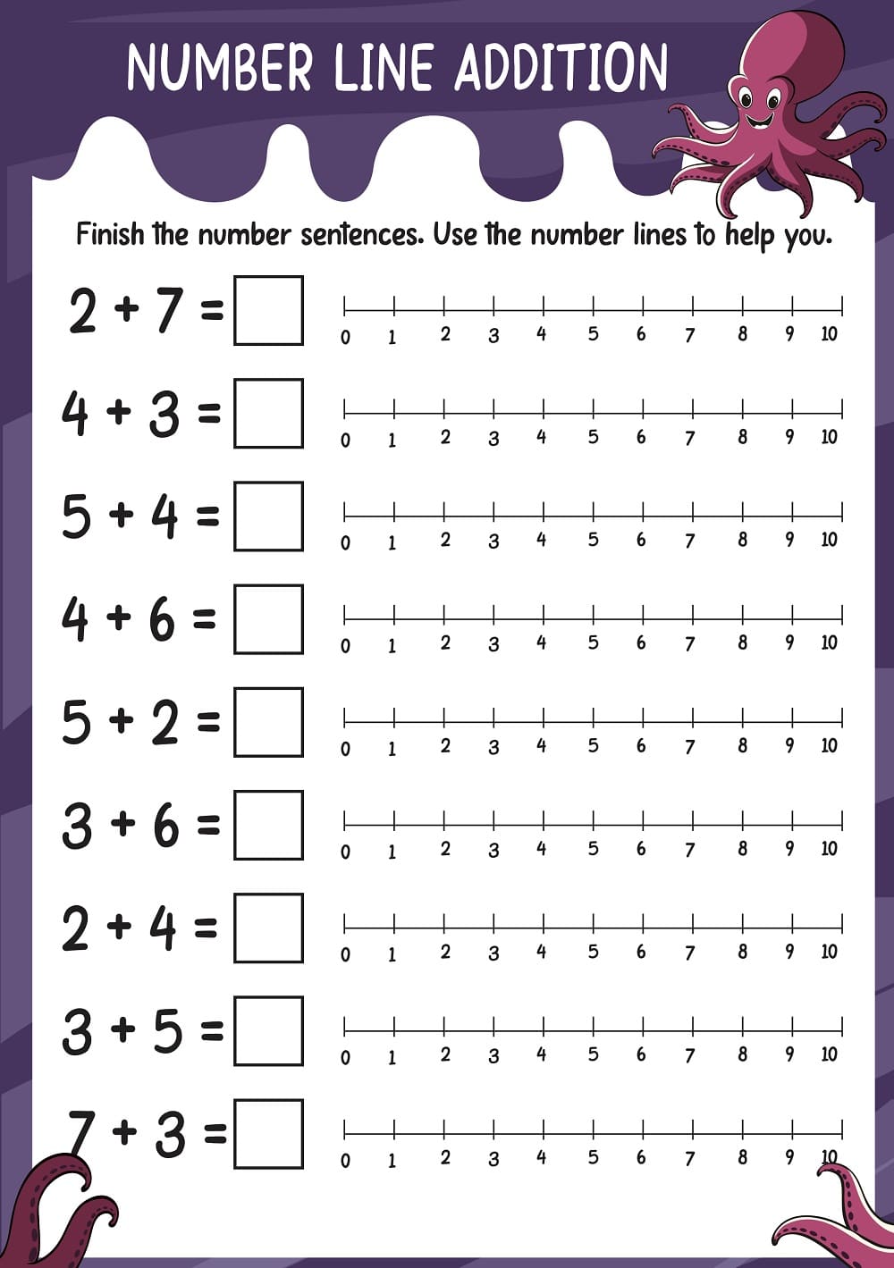 Number Line Worksheet Basic