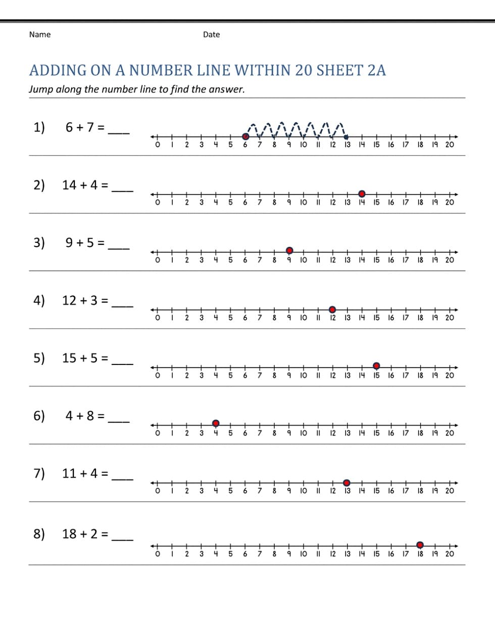 Number Line Worksheet Download Free