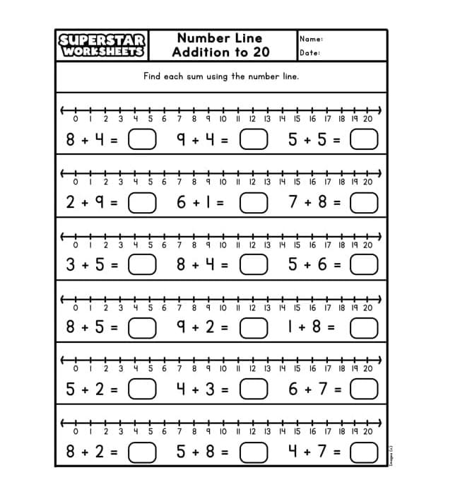 Number Line Worksheet Image