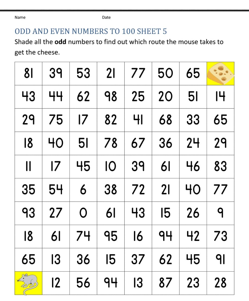 Odd & Even Numbers Worksheet For Fun